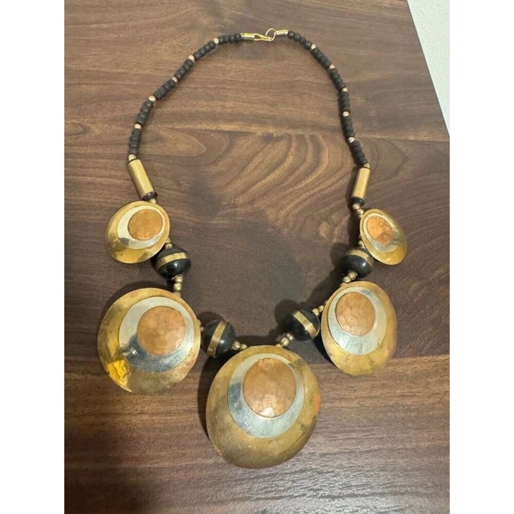 Vintage Statement Oversized mixed metal necklace